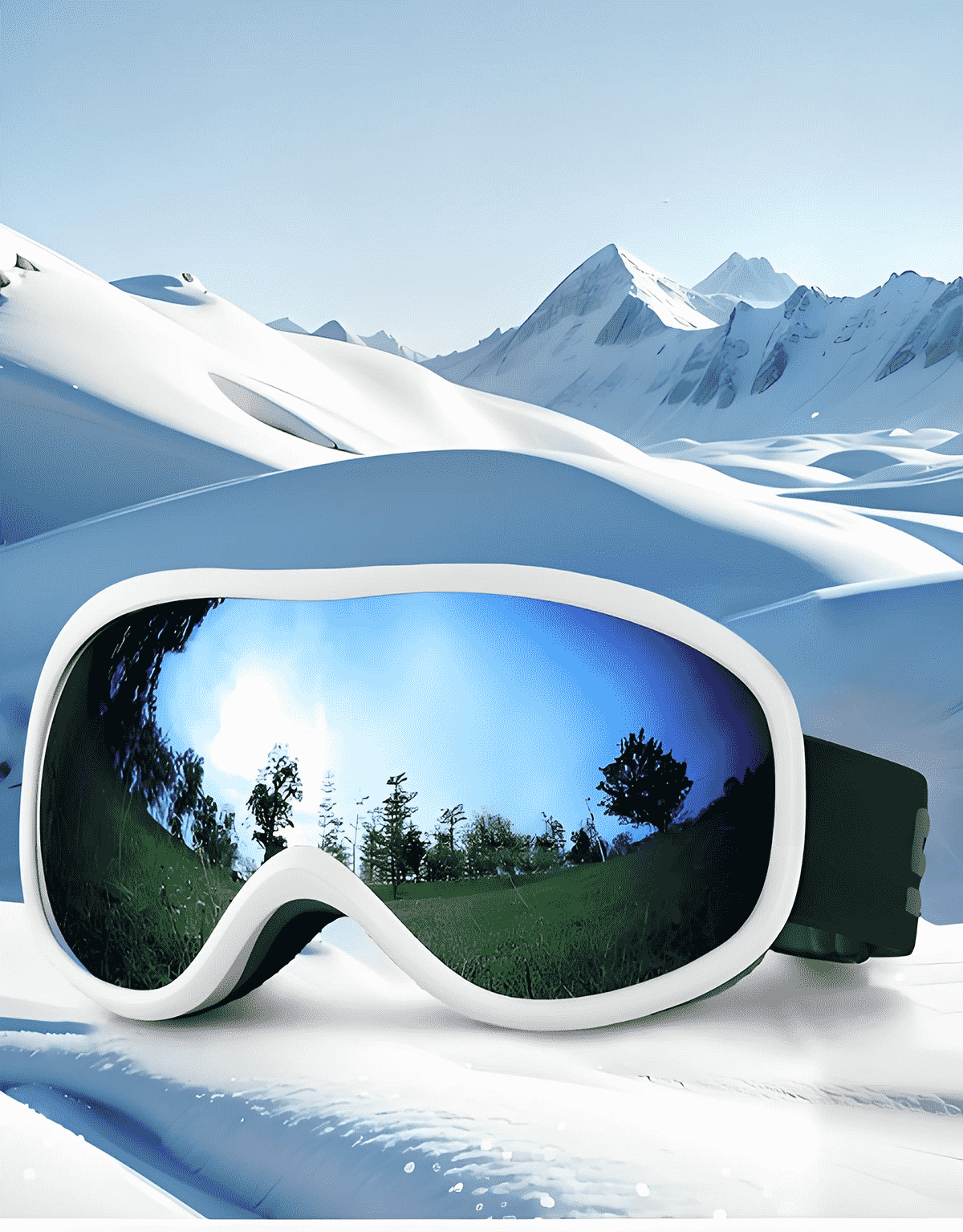 wide angle ski goggles with ventilated sponge and glare resistant optics
