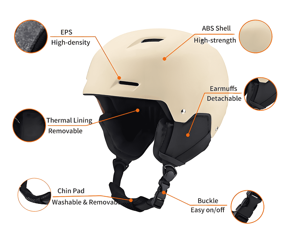 Stylish Ski Helmet with Foam-Padded Trim and Safety EN1077 Certification snow sports helmet