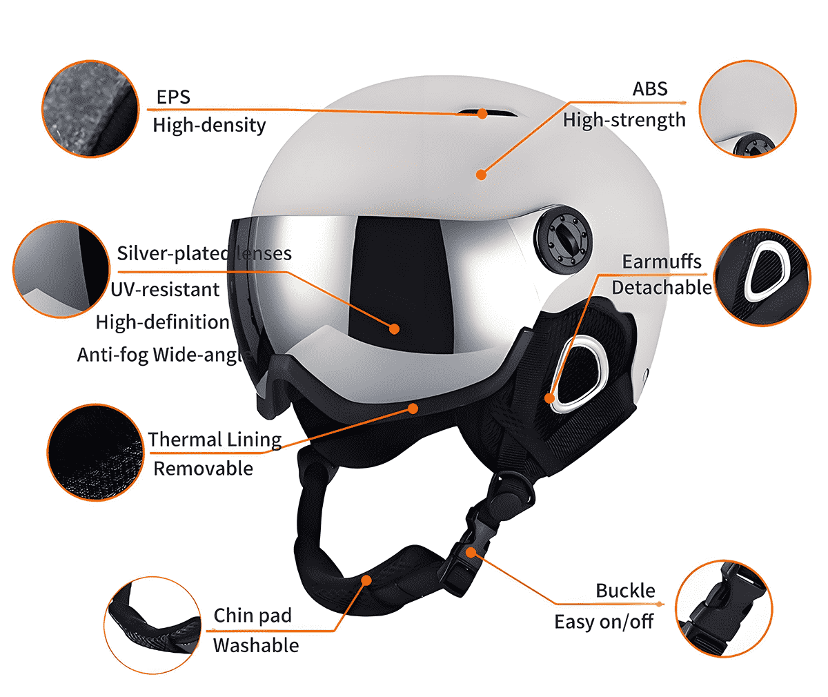 Casco de esquí con ajustador giratorio de 360° para un ajuste personalizado y mayor comodidad. ski sports helmet with goggle for breath easy