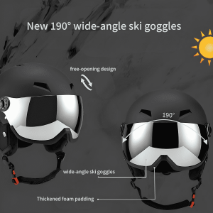 EPS衝撃吸収インナーライナー付き耐久性ABSスキーヘルメット ski helmet with goggle skih007g